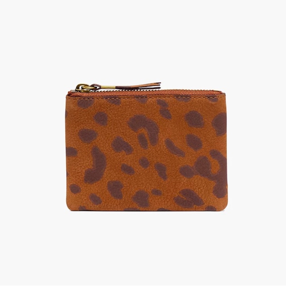 Madewell Leather Zippered Wallet Leopard Print NWT